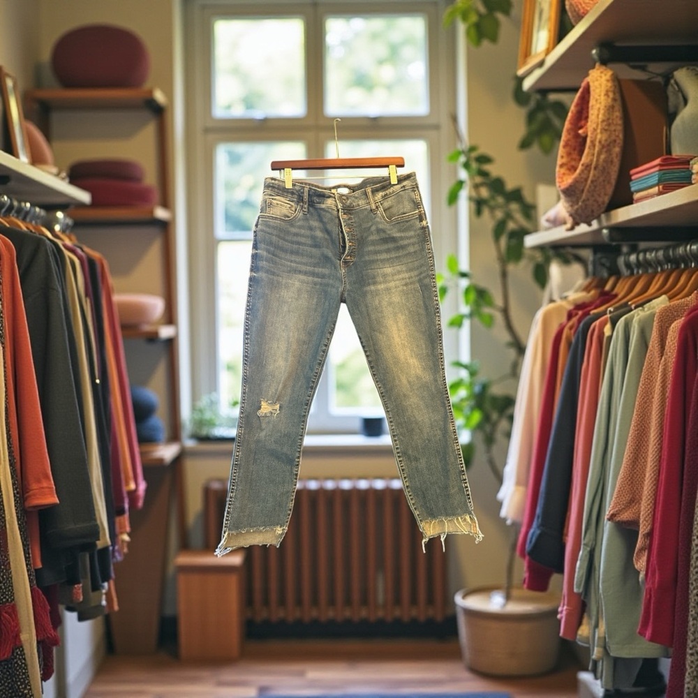 Kut from the Kloth Light Blue Distressed Ankle Jeans